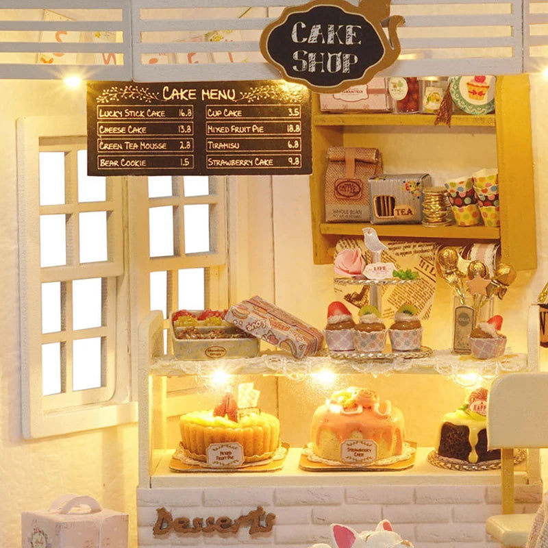 Kitten Mini Doll House 3D Wooden Puzzle DIY Miniature Building Kit