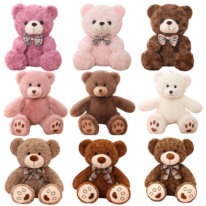 25/35CM Kawaii Teddy Bear Plush Pillow Toys Lovely Bow-Knot Bears Toys Stuffed Soft Animal Dolls Xmas Valentine Gift