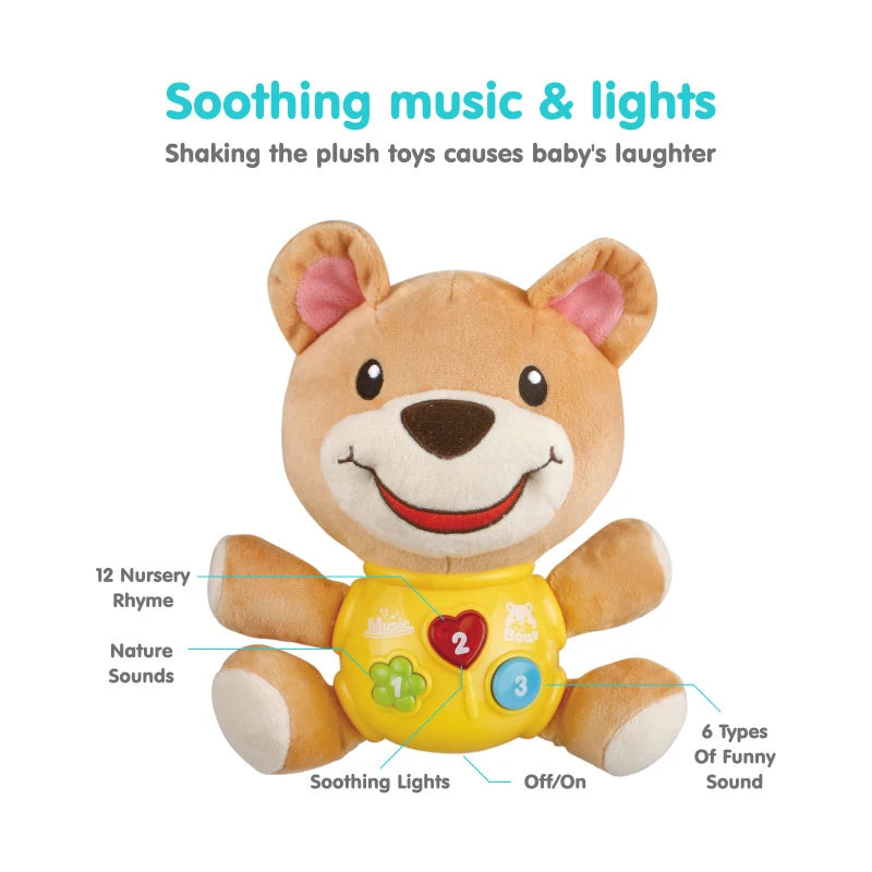 Family Enlightenment Toy Baby Coax Artifact Animal Doll Doll with Electric Sound and Light Music Baby Comfort Plush Toy