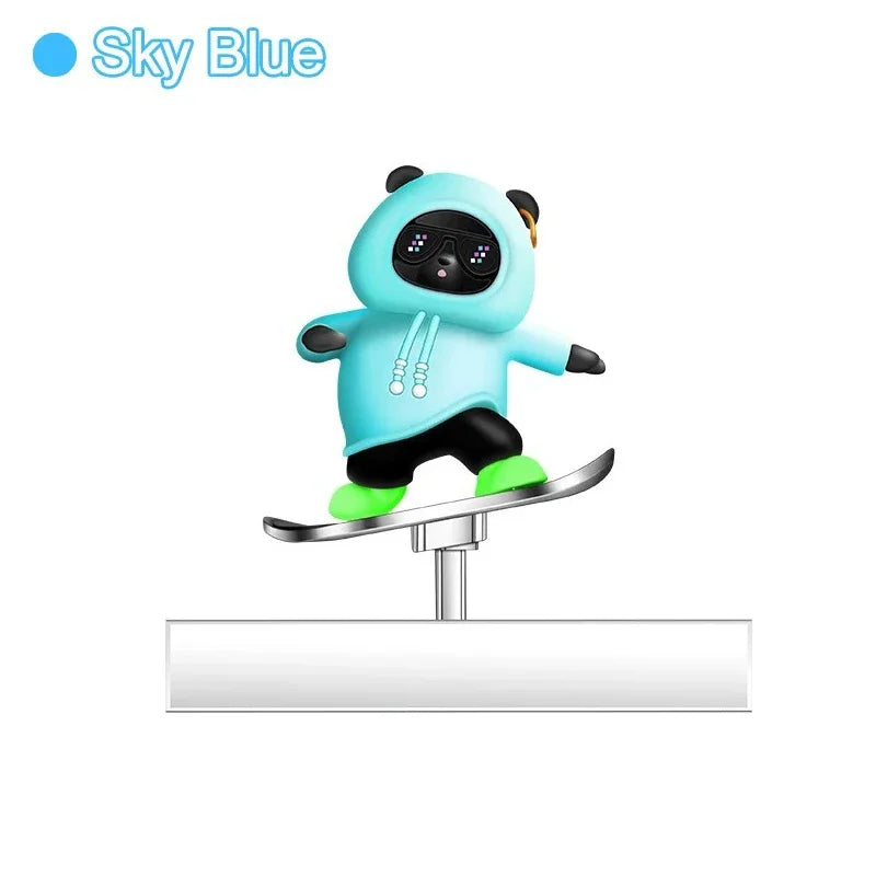 Car Automatic Sliding Skateboard Bear Alloy Cute Cartoon Scooter Center Console Ornaments Creative Car Decoration Accessories