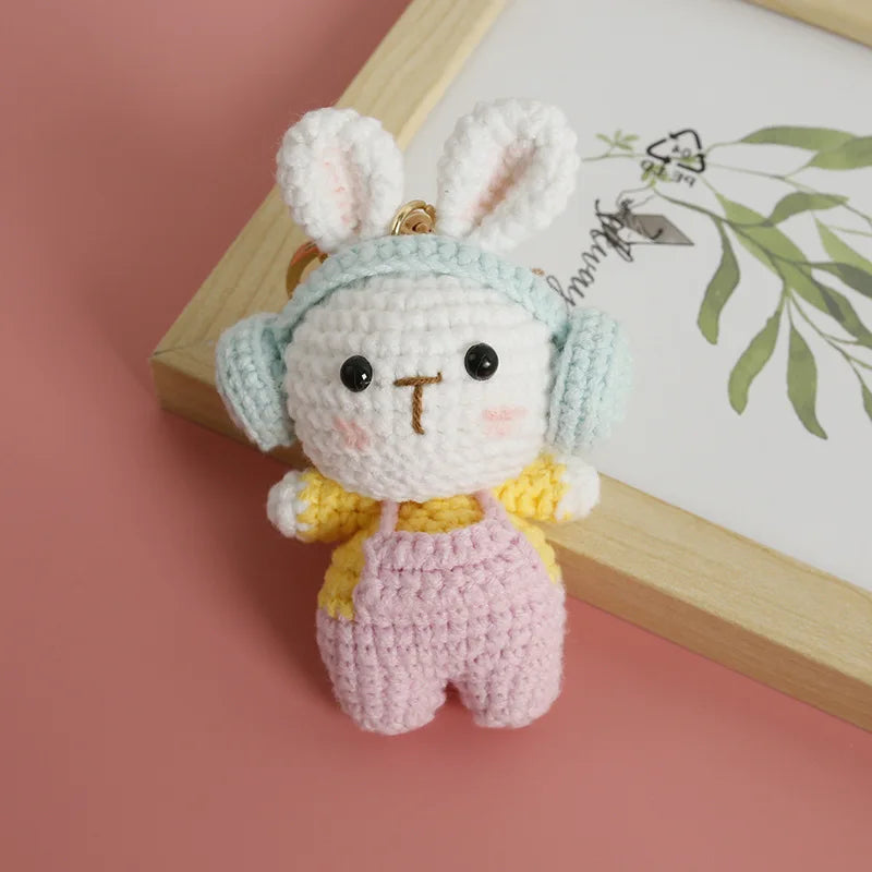 Cute Mushroom Rabbit Crochet Keychain Bunny Bag Charm