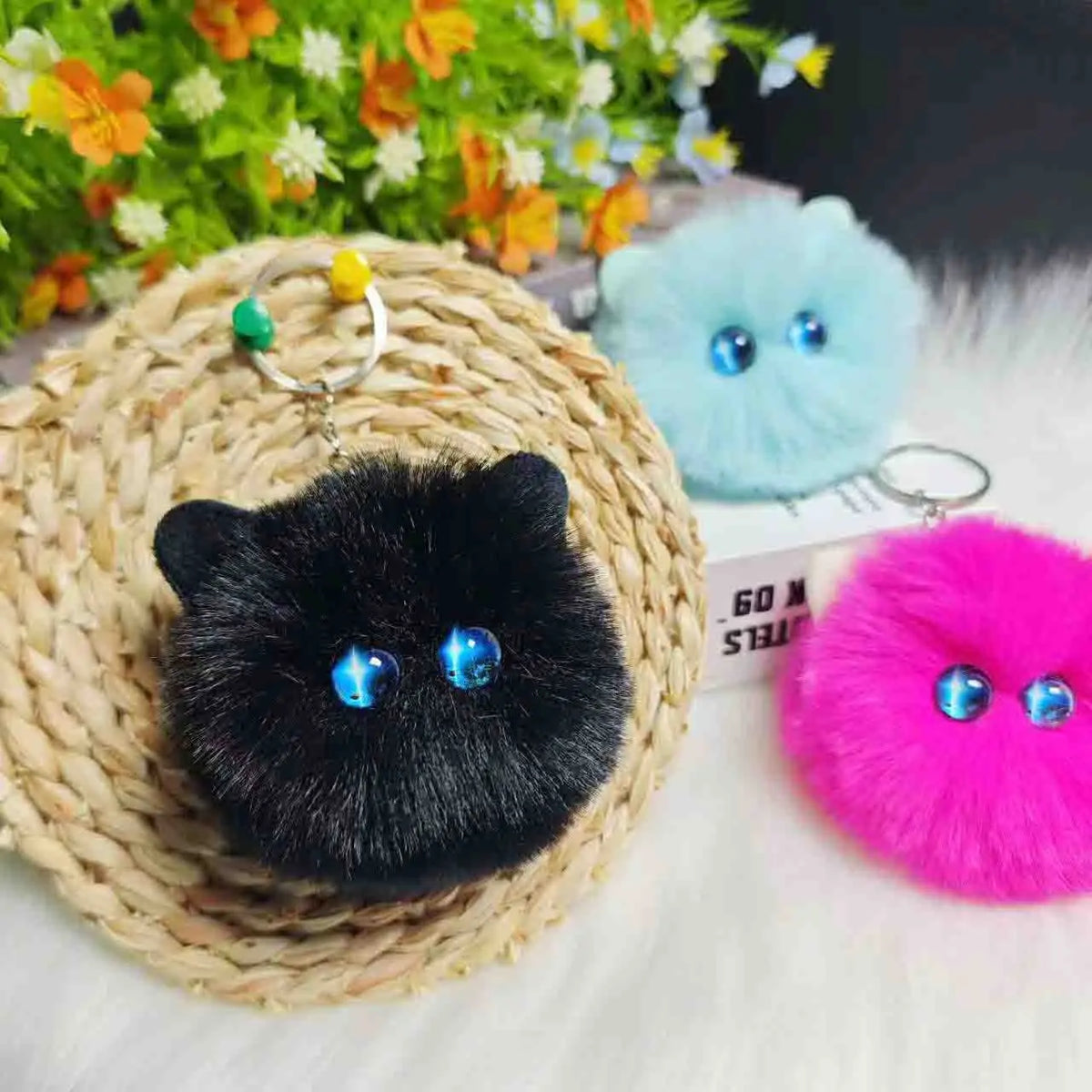 Blush Cat Ball Plush Keychain Cute Cat Bag Charm