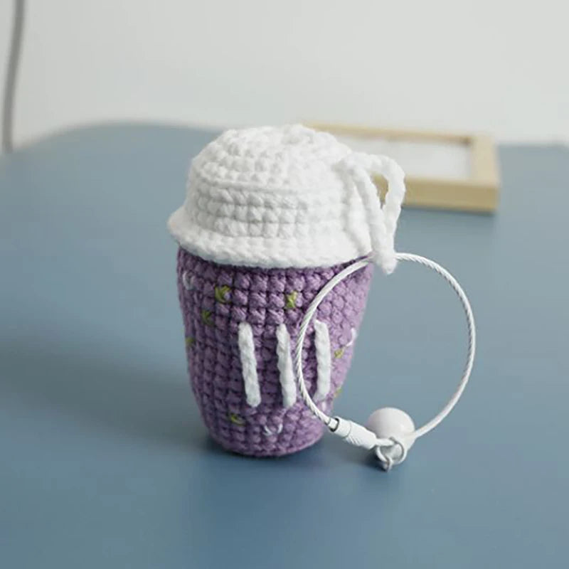 Cute Coffee Cup Crochet Keychain Bag Charm