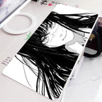 Black and White Anime Girl Table Mat Large Mouse Pad Office Keyboard Edge Locking Desk Mat Gaming Accessories Non-slip Mousepad