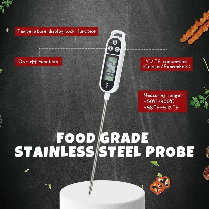 Digital Kitchen Thermometer – LCD Food Temperature Measuring Tool for Meat, Baking & BBQ
