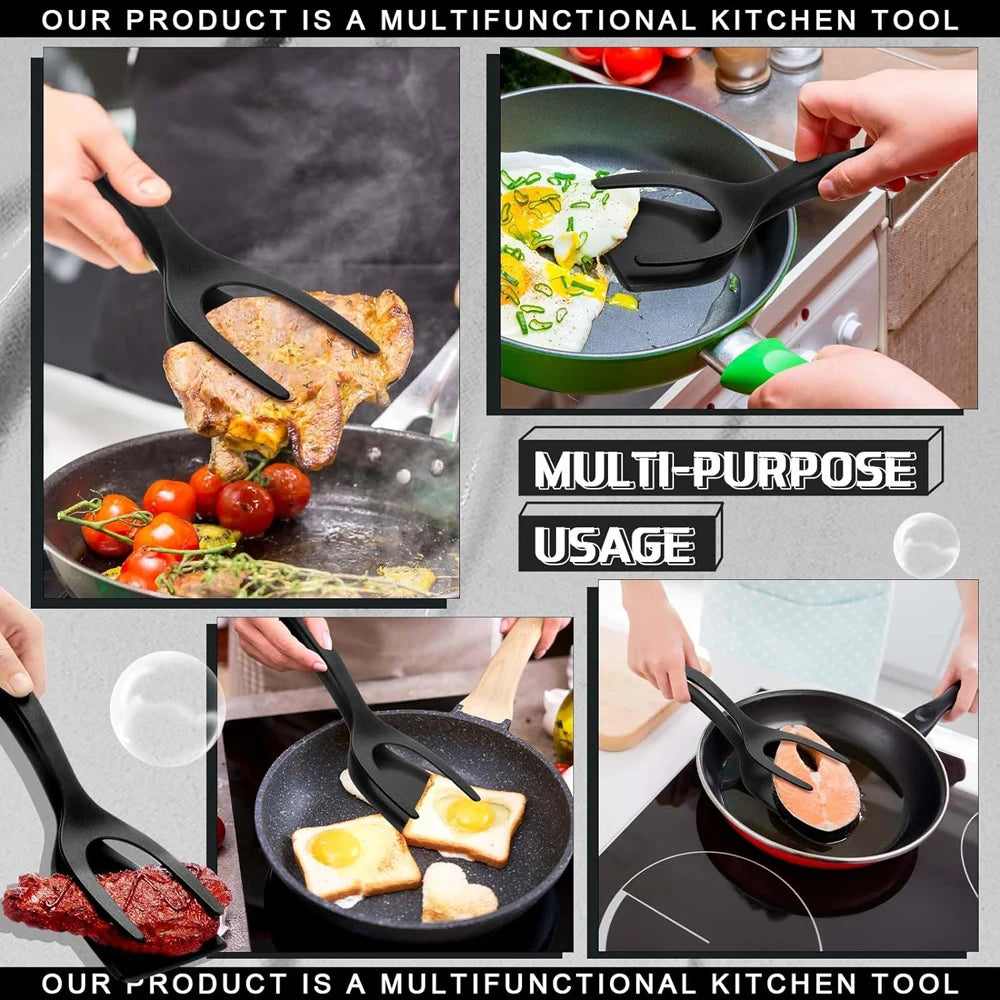 2-in-1 Grip Flip Spatula Clamp – Non-Stick Kitchen Turner Tool