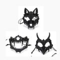 Halloween Mask Half-face Mask Cos Dragon God Fierce Tiger Night Fork Tengu Man Wolf Mask Performance Skull Masks