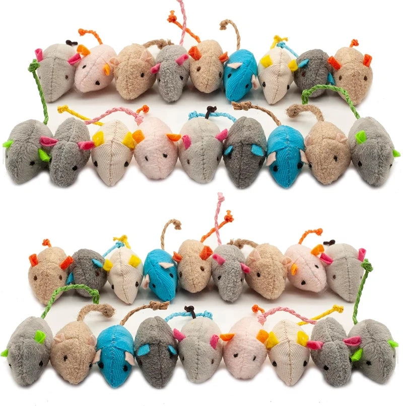 Catnip Rattle Faux Fur Cat Mouse Toys for Indoor Interactive Play