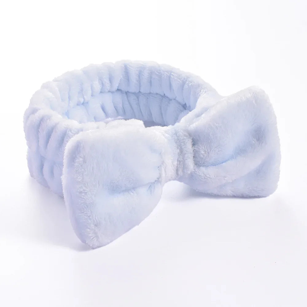 Coral Fleece Bow Spa Makeup Headband for Women
