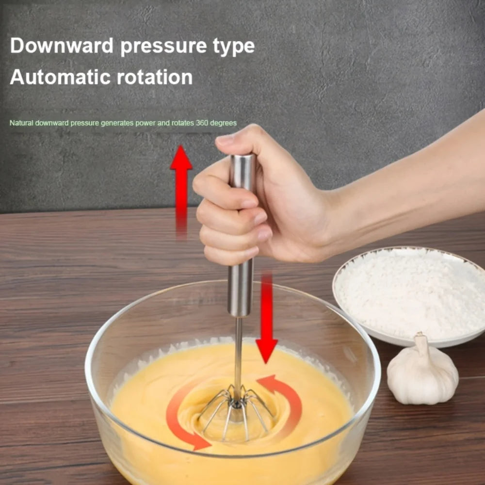 Stainless Steel Semi Automatic Egg Beater – Manual Push Whisk Mixer