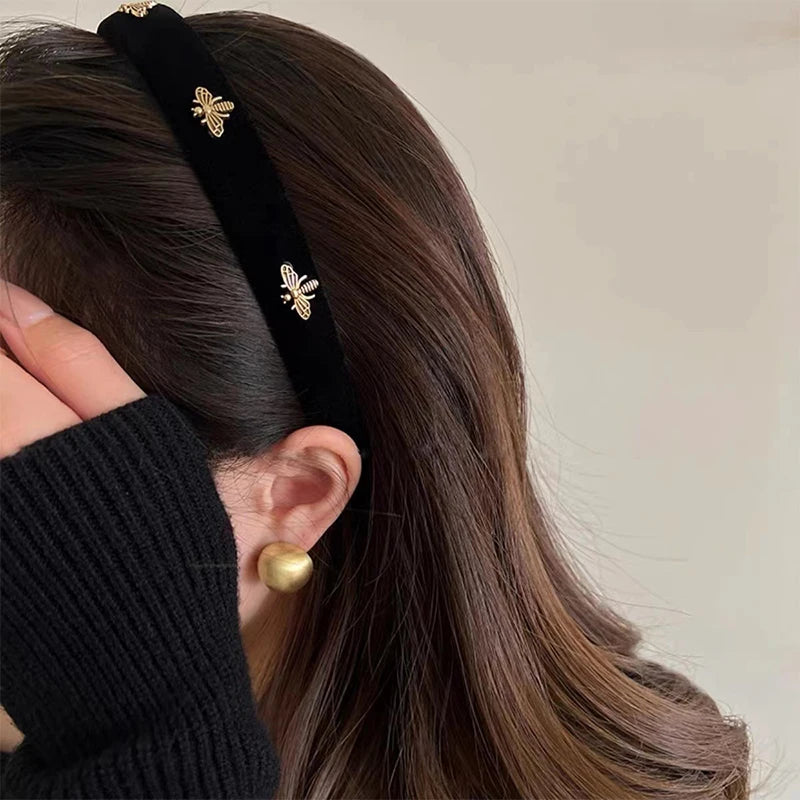 1PC Retro Hair Hoop Temperament Bee Wide Hair Hoop Hairbands For Women Girls French Versatile Fashion Headband Hair Accessories