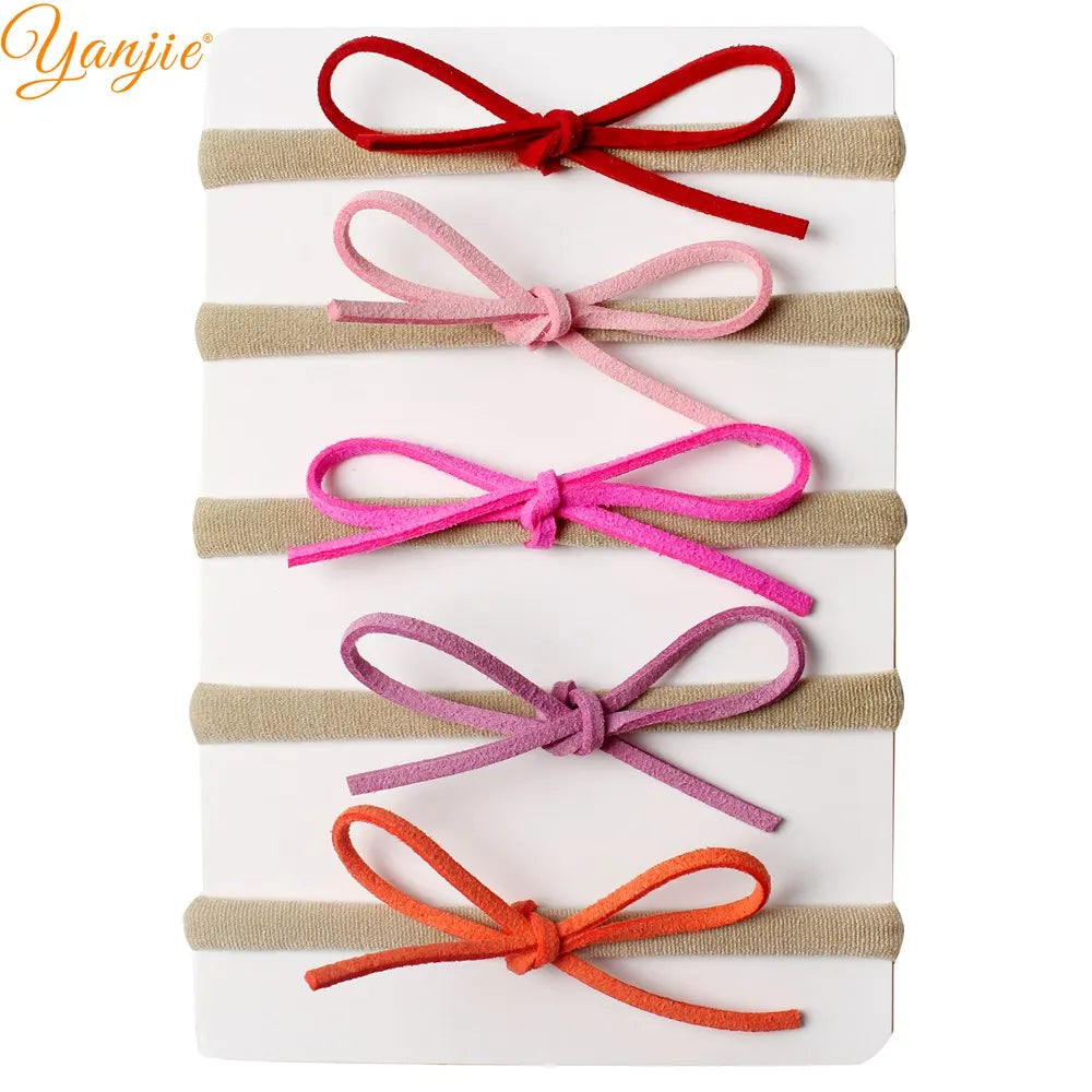 Classical Suede Bow Baby Nylon Headband for Girls