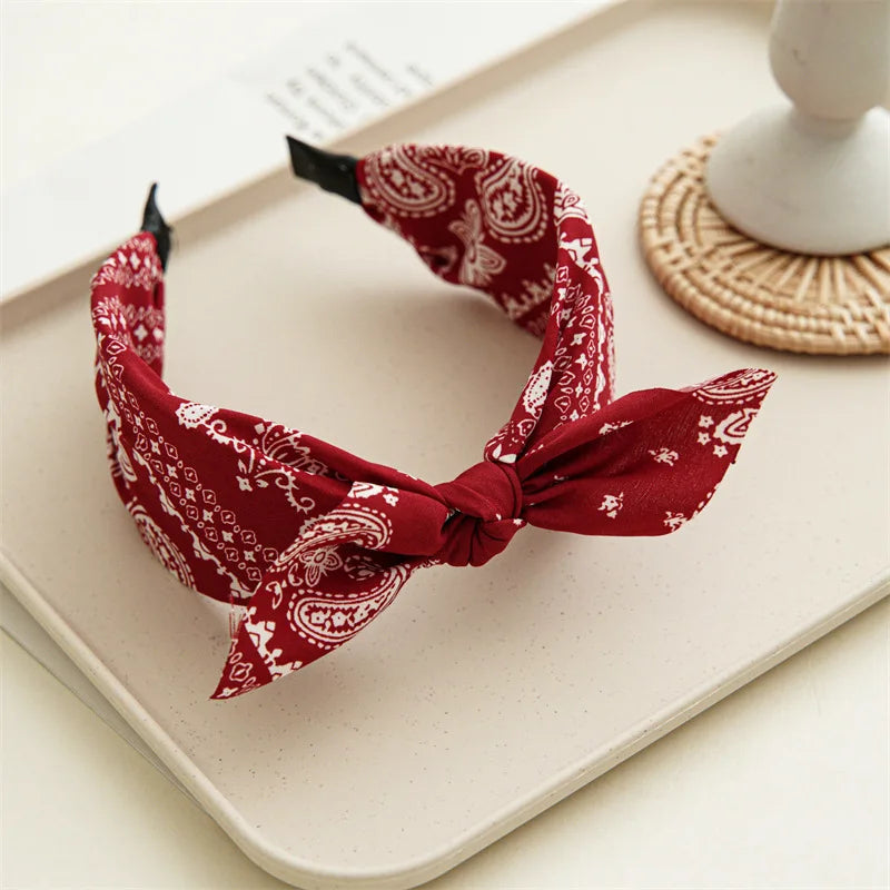 Paisley Bandana Rabbit Ear Headband for Women