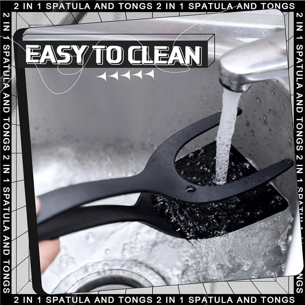 2-in-1 Grip Flip Spatula Clamp – Non-Stick Kitchen Turner Tool