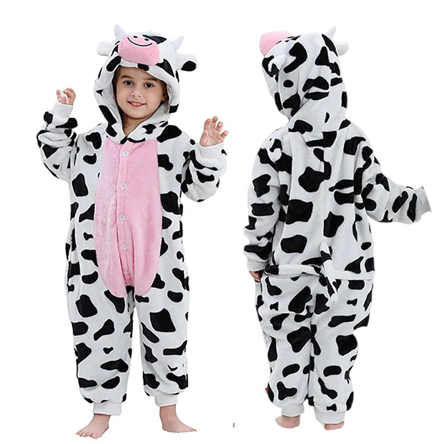 MICHLEY Carnaval Capybara Flannel Blanket Sleepers Onesie Hooded Children Costume Clothes Jumpsuit Sleepwear For Boys Girls