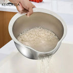 304 Stainless Steel Rice Washer Strainer Bowl – Multi-Purpose Drain Colander