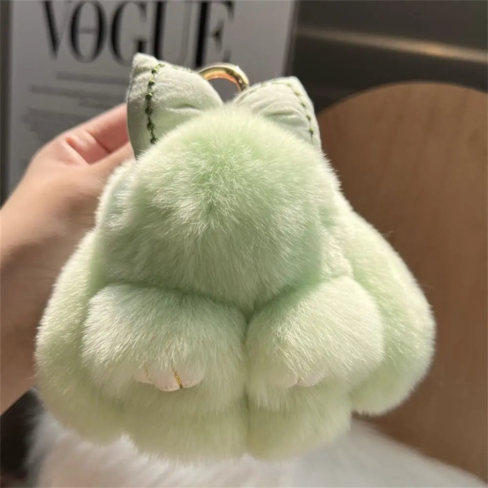 Cute Rabbit Bow Plush Keychain Bag Charm Gift for Girls and Women