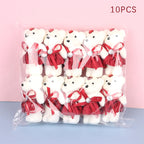 10Pcs Hot 12cm Bear Flower Bouquet Toy Cartoon Doll Teddy Bear Bouquet Graduation Birthday Wedding Gifts Party Decor