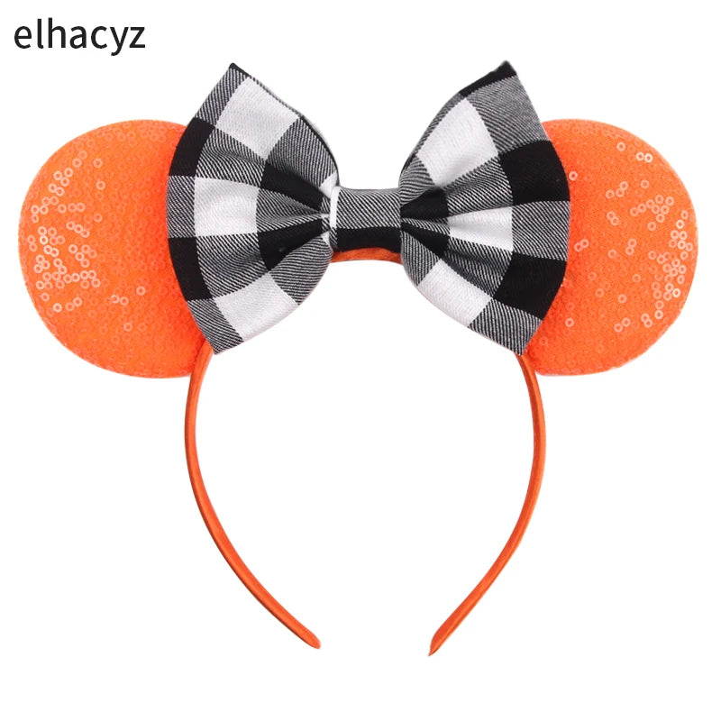 Embroidered Sequin Ears Bow Headband for Women & Girls