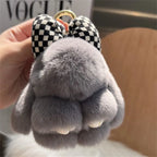 Cute Rabbit Bow Plush Keychain Bag Charm Gift for Girls and Women
