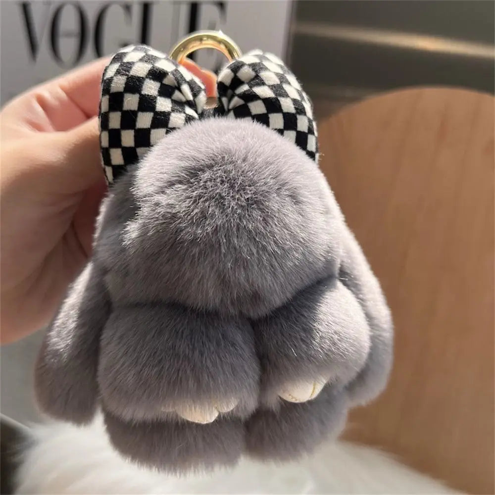 Cute Rabbit Bow Plush Keychain Bag Charm Gift for Girls and Women
