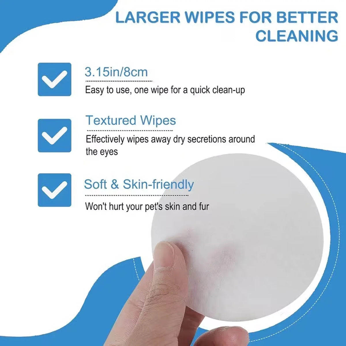 1Box 100Pcs Pet Eye Cleaning Wipes Fragrance Free Hypoallergenic Dog Cat Tear Stain Remover Gentle Soothing Ear Eye Care Wipes