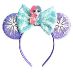 Frozen Elsa Mickey Mouse Ear Headband Sparkling Purple Bow Hair Hoops for Party Valentine Day Gift Holiday Hair Accessories