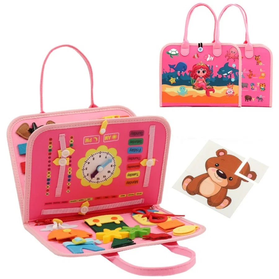 Montessori Busy Board Sensory Learning Toy for Preschool Kids