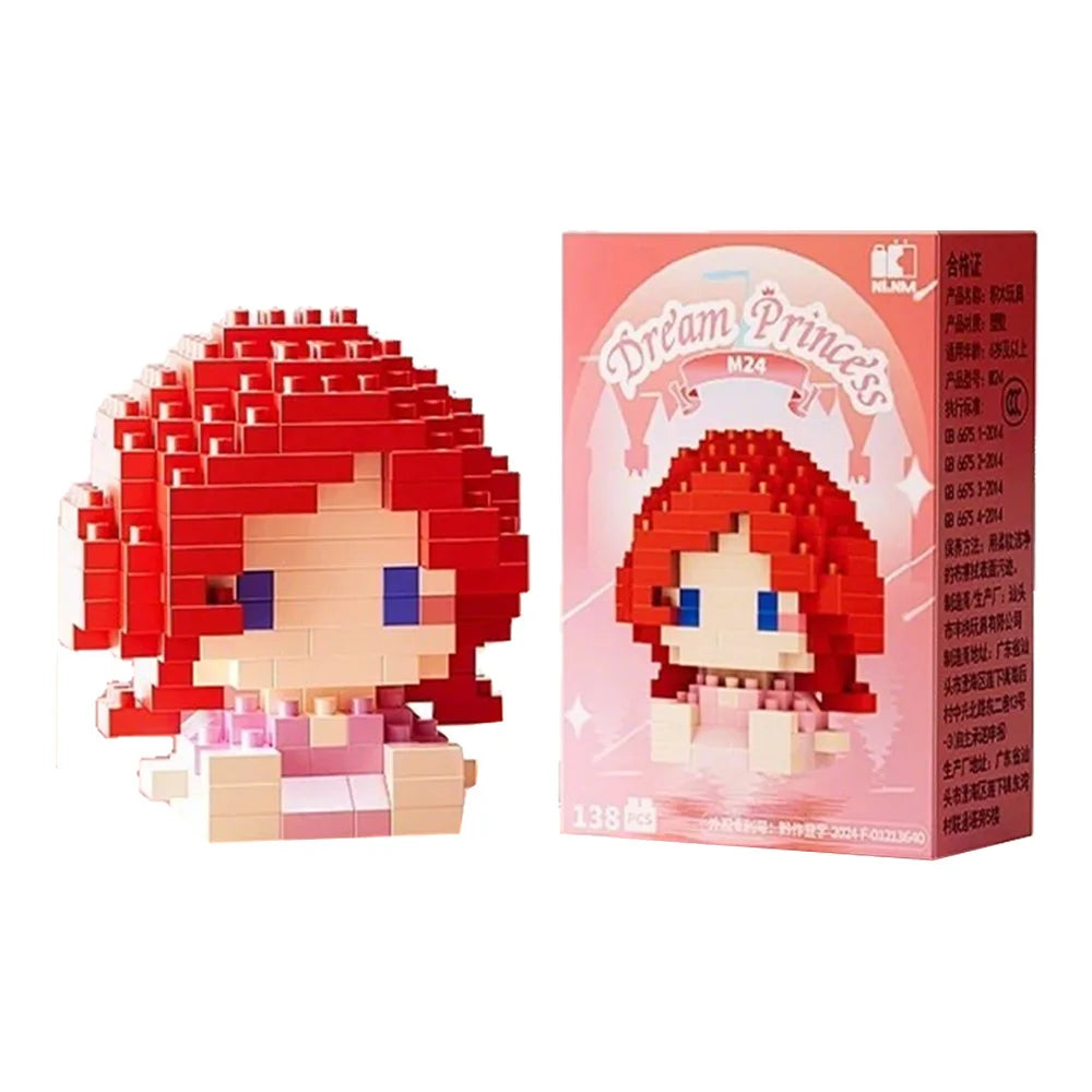 Disney 214 style Winnie LinaBell StellaLou Building Blocks Princess Cartoon Figrues Bricks Children's Assembly Toys Model Gift