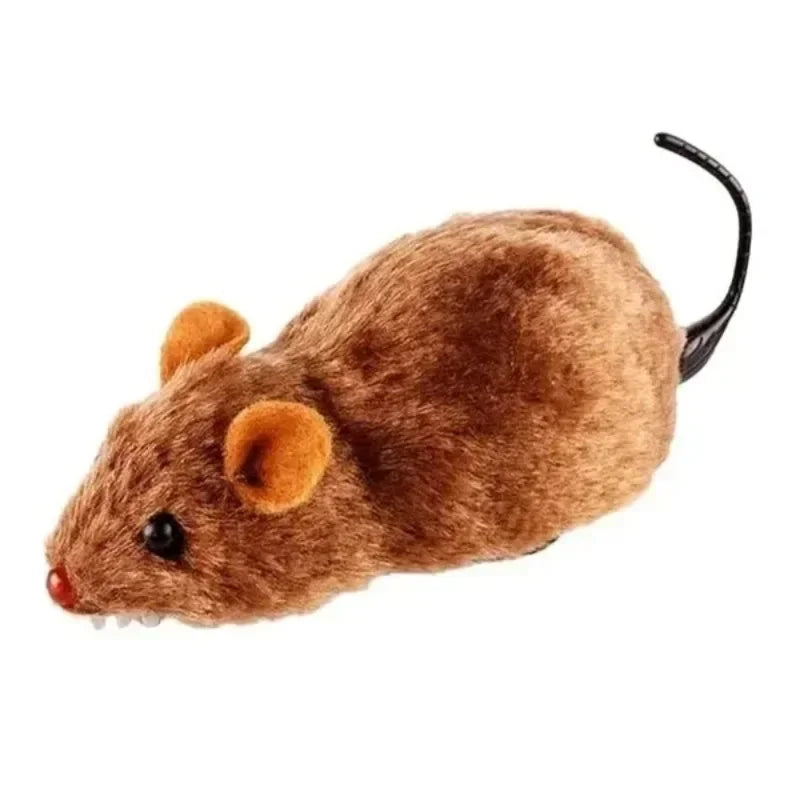 Wind-Up Plush Running Mouse Toy for Interactive Indoor Cat Play