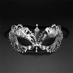 Black Gold Skull Metal Mask Halloween Rhinestone Half Face Venetian Masquerade Men White Women Skull Party Mask