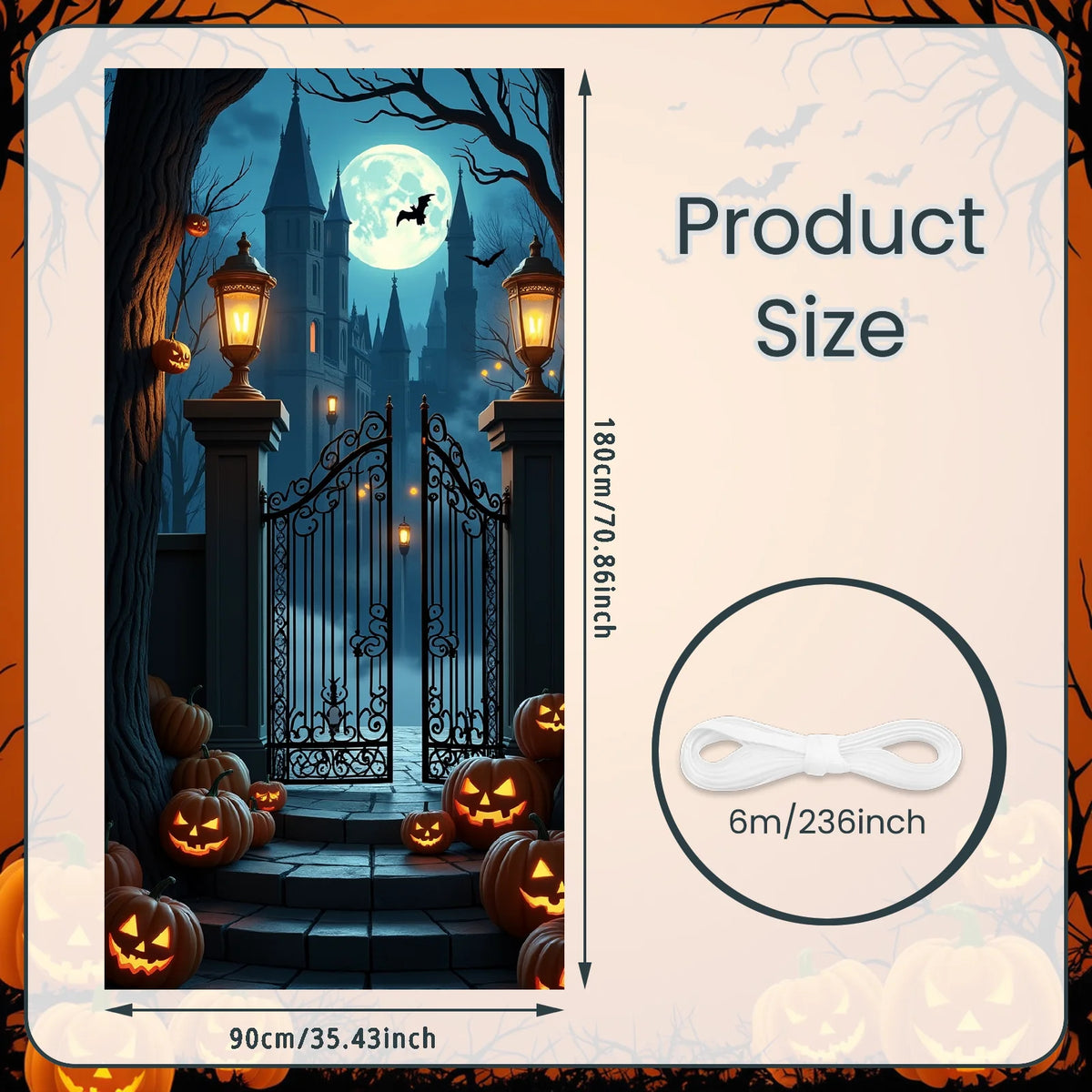 72.83x35.43 Inch Halloween Door Banner Polyester Ghost Hospital Scary Head Scene Decoration Halloween Party Supplies Photography