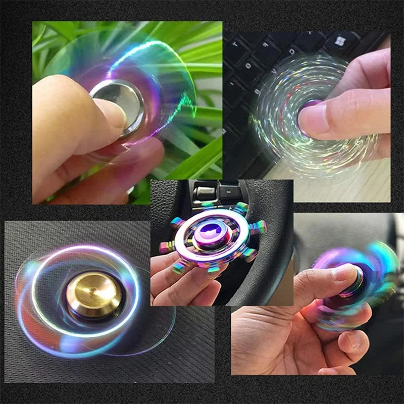 Rainbow Metal Fidget Spinner Stress Relief Finger Toy for All Ages