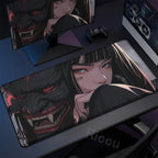 40x90cm Gaming Samurai Oni Mouse Pad Japan Mask Girl Deskmat Large Gamer Professional Premium Mousepad Speed Control Accessories