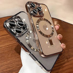 Magnetic Plating Camera Lens Protection Case For iPhone 17 16 15 14 13 12 11 18 Pro Max Case for Magsafe Wireless Charge Cover
