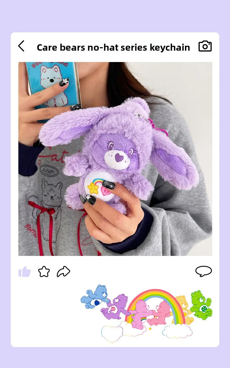 Care Bears Rabbit Hat Plush Keychain Rainbow Bear Bag Charm Gift