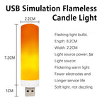USB LED Night Lamp Simulated Flame Bulbs Night Light Flame Light Effect Bulbs Candle Lights Flickering Flameless Candles Decor