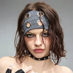 Punk Wide Elastic Eyelet Headband for Women