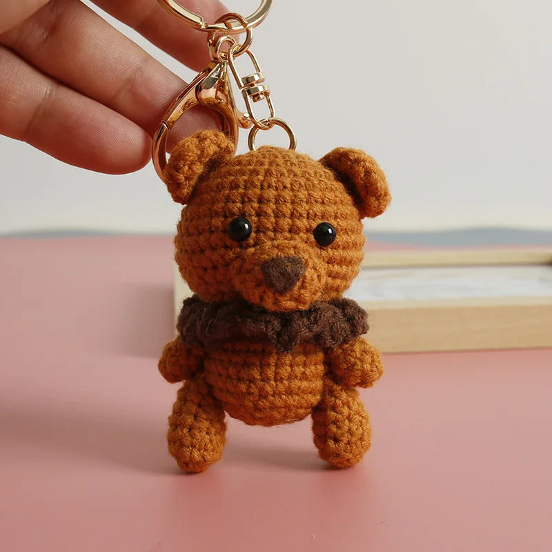 Cute Bear Couple Crochet Keychain Matching Animal Charm